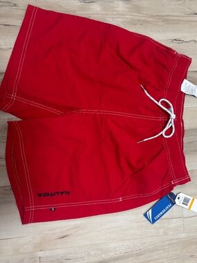 Nautica Red Swim Trunks NWT Men’s Size S Quick Dry Board Shorts